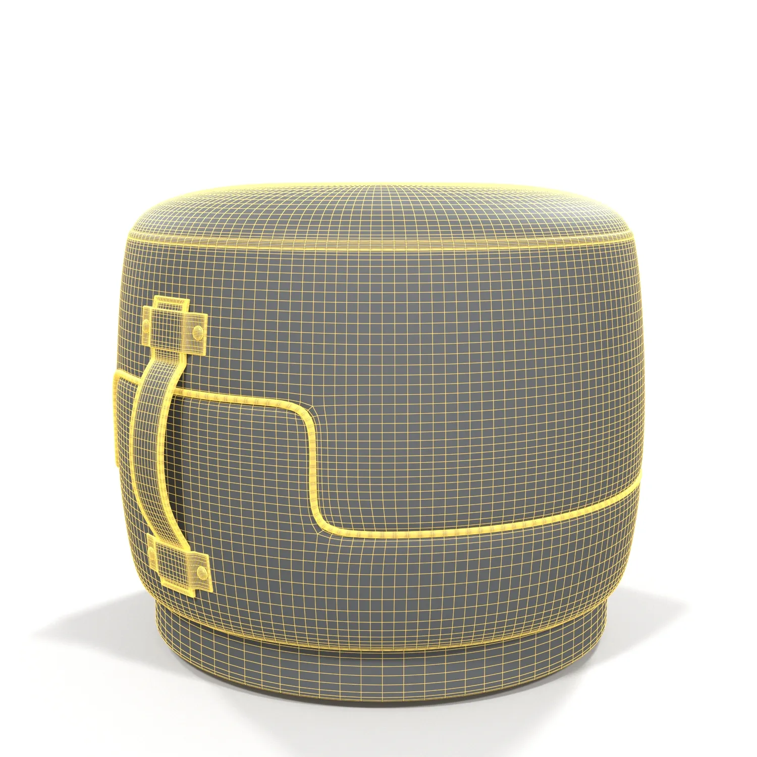 Royal Custom Upholstred Fabric And Leather Handle Ottoman PBR 3D Model_07